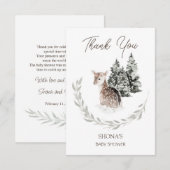 Fawn in Winter Baby shower Dank je Informatiekaartje (Voorkant / Achterkant)