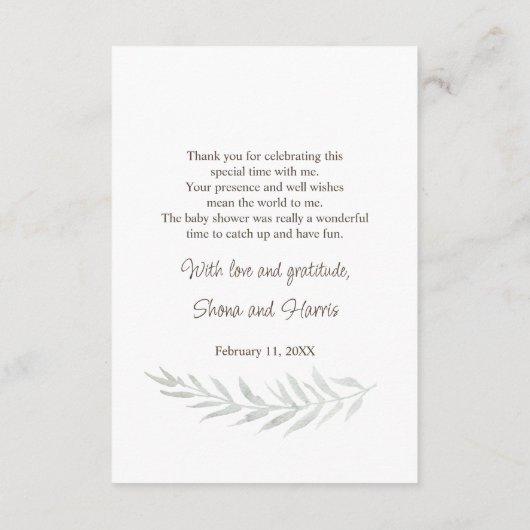 Fawn in Winter Baby shower Dank je Informatiekaartje (Achterkant)