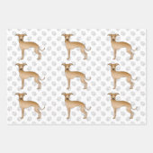 Fawn Italiaans Greyhound Cartoon Dogs with Paws Inpakpapier Vel (Voorkant 2)
