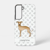 Fawn Italiaans Greyhound Cute Cartoon Dog met naam Samsung Galaxy Hoesje (Achterkant)