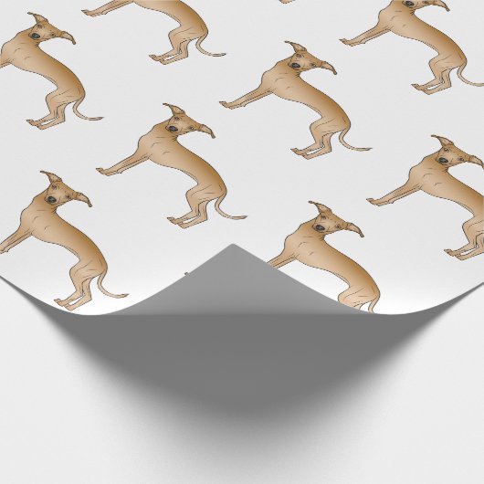 Fawn Italiaans Greyhound Cute Cartoon Dog Pattern Cadeaupapier (Hoek)