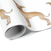 Fawn Italiaans Greyhound Cute Cartoon Dog Pattern Cadeaupapier (Rol Hoek)