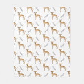 Fawn Italiaans Greyhound Dog Pattern and Pet's Nam Fleece Deken (Voorkant)