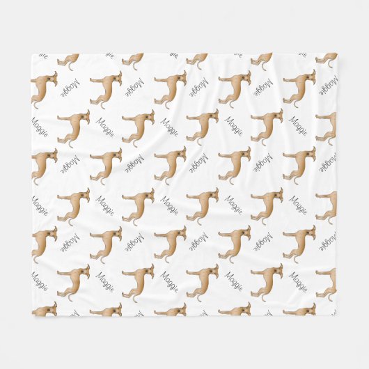 Fawn Italiaans Greyhound Dog Pattern and Pet's Nam Fleece Deken (Voorkant (Horizontaal))