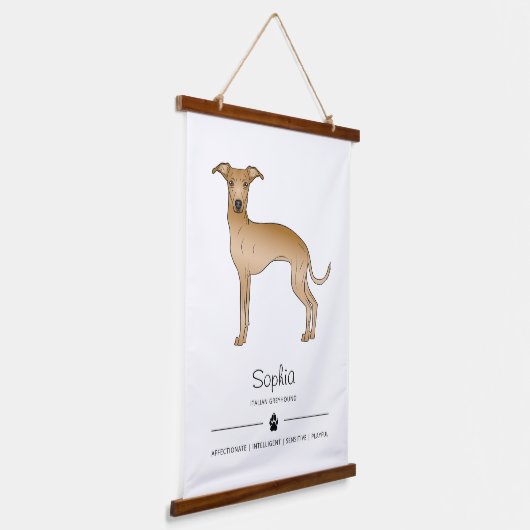 Fawn Italiaans Greyhound met een paw en aangepaste Hangend Wandkleed (Gebogen)