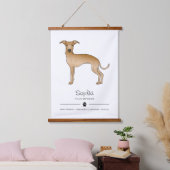 Fawn Italiaans Greyhound met een paw en aangepaste Hangend Wandkleed (Slaapkamer)