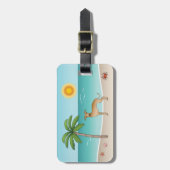 Fawn Italiaanse Greyhound bij tropische zomervakan Bagagelabel (Voorkant verticaal)