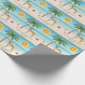 Fawn Italiaanse Greyhound bij tropische zomervakan Cadeaupapier (Hoek)