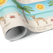 Fawn Italiaanse Greyhound bij tropische zomervakan Cadeaupapier (Rol Hoek)