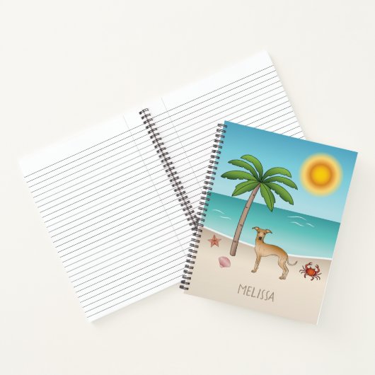 Fawn Italiaanse Greyhound bij tropische zomervakan Notitieboek (Binnen)