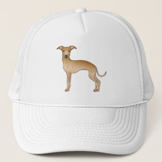 Fawn Italiaanse Greyhound Cute Cartoon Dog Trucker Trucker Pet (Voorkant)