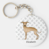 Fawn Italiaanse Greyhound Cute Dog met aangepaste  Sleutelhanger (Voorkant)