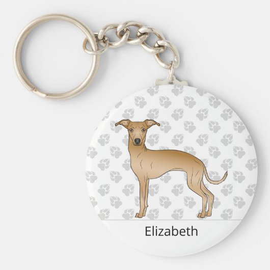 Fawn Italiaanse Greyhound Cute Dog met aangepaste  Sleutelhanger (Voorkant)