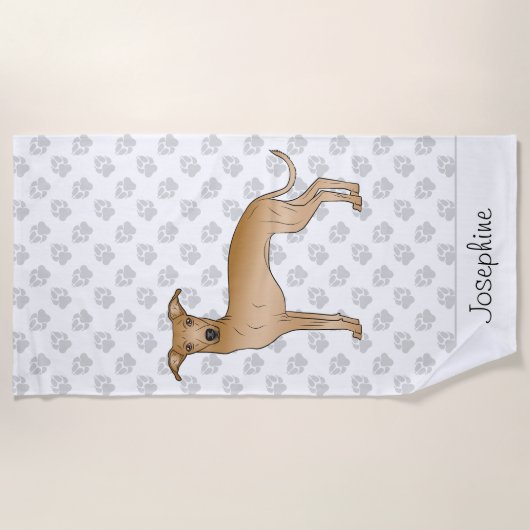 Fawn Italiaanse Greyhound Cute Dog met aangepaste  Strandlaken (Voorkant)