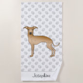 Fawn Italiaanse Greyhound Cute Dog met aangepaste  Strandlaken (Voorkant)