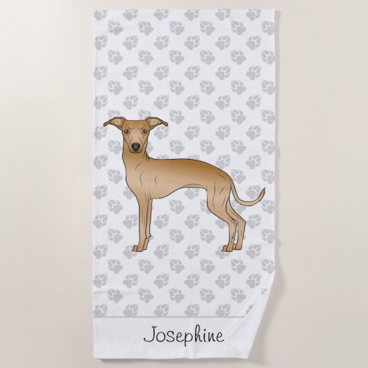 Fawn Italiaanse Greyhound Cute Dog met aangepaste Strandlaken (Voorkant)
