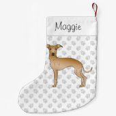 Fawn Italiaanse Greyhound Dog met aangepaste naam Kleine Kerstsok (Achterkant)