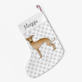 Fawn Italiaanse Greyhound Dog met aangepaste naam Kleine Kerstsok (Achterkant (Hangend))