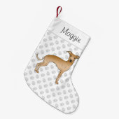 Fawn Italiaanse Greyhound Dog met aangepaste naam Kleine Kerstsok (Voorkant (Hangend))