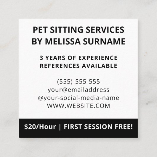 Fawn Italiaanse Greyhound Dog - Pet Sitting Servic Vierkante Visitekaartje (Achterkant)