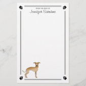 Fawn Italiaanse Greyhound met poten en aangepaste  Briefpapier (Voorkant)
