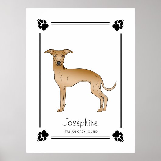 Fawn Italiaanse Greyhound met poten en aangepaste  Poster (Voorkant)