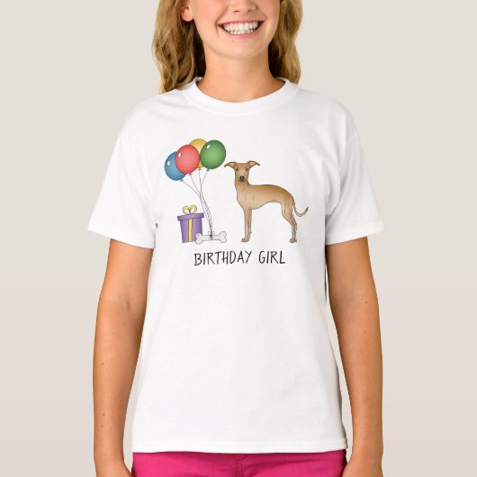 Fawn Italy Greyhound Cute Dog - Birthday Girl T-shirt (Voorkant)