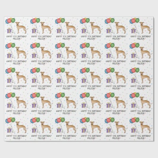 Fawn Italy Greyhound Cute Dog - Happy Birthday Cadeaupapier (Vlak)