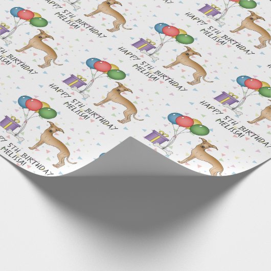 Fawn Italy Greyhound Cute Dog - Happy Birthday Cadeaupapier (Hoek)