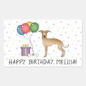 Fawn Italy Greyhound Cute Dog - Happy Birthday Rechthoekige Sticker (Voorkant)
