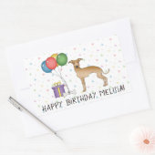 Fawn Italy Greyhound Cute Dog - Happy Birthday Rechthoekige Sticker (Envelop)