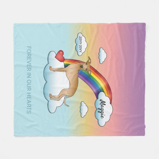 Fawn Italy Greyhound Cute Dog Rainbow Memorial Fleece Deken (Voorkant (Horizontaal))