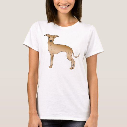 Fawn Italy Greyhound Dog Cartoon Illustration T-shirt (Voorkant)