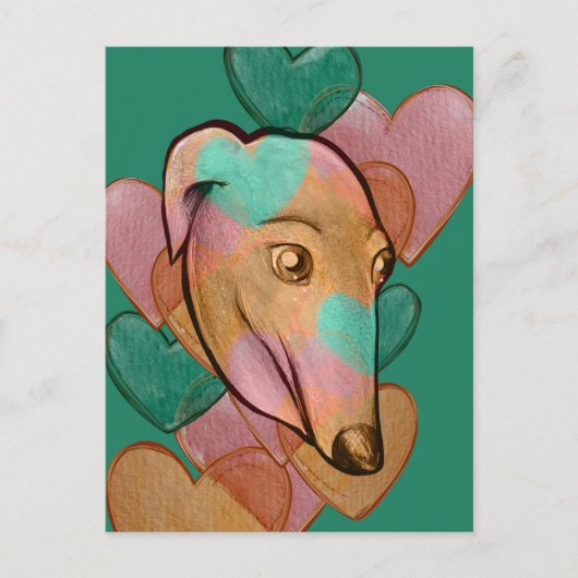 Fawn Kleur Greyhound Adoptie Art Greyhounds Briefkaart (Voorkant)