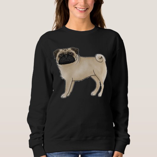 Fawn Kleur Pug Mops Hondenras Dierlijk Ontwerp Trui (Voorkant)