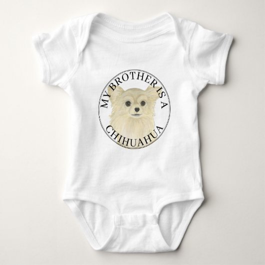 Fawn Long Haired Chihuahua Dog Big Brother Romper (Voorkant)