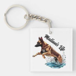 Fawn Malinois in water Sleutelhanger