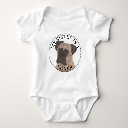 Fawn Masked Boxer Dog Big Sister Romper (Voorkant)