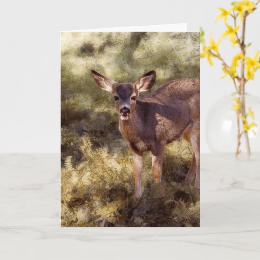 Fawn/Oh Herten Kaart (Gele Bloem)