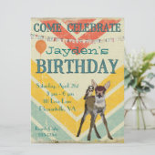 Fawn & Owl Chevron Birthday Uitnodiging (Staand voorkant)