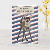 FAWN & OWL Verjaardag Kaart (Gele Bloem)