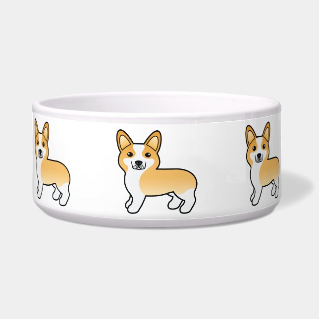 Fawn Pembroke Welsh Corgi Cartoon Dog Voerbakje (Voorkant)