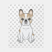 Fawn Piebald French Bulldog / Frenchie Cartoon Dog Fleece Deken (Voorkant)