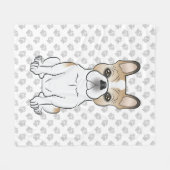 Fawn Piebald French Bulldog / Frenchie Cartoon Dog Fleece Deken (Voorkant (Horizontaal))