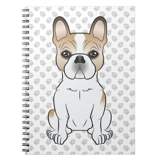 Fawn Piebald French Bulldog / Frenchie Cartoon Dog Notitieboek (Voorkant)