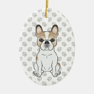 Fawn Pied French Bulldog Frenchie Cute Dog & Text Keramisch Ornament
