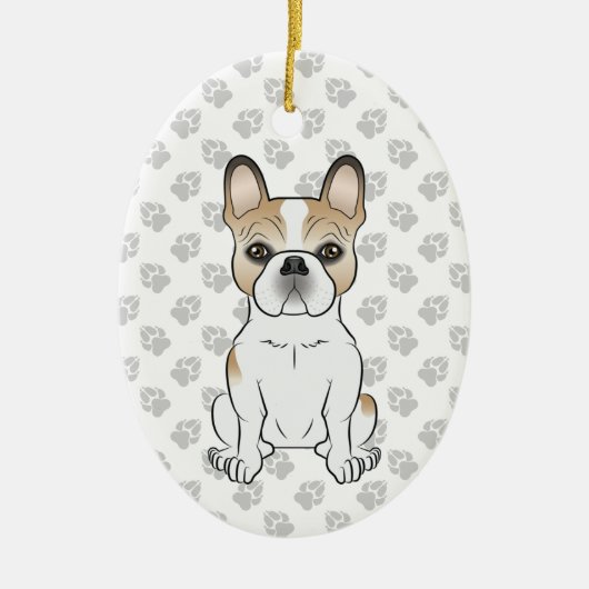 Fawn Pied French Bulldog Frenchie Cute Dog & Text Keramisch Ornament (Voorkant)