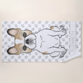 Fawn Pied French Bulldog / Frenchie Dog & Name Strandlaken (Voorkant)