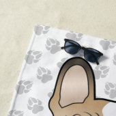 Fawn Pied French Bulldog / Frenchie Dog & Name Strandlaken (In situ)
