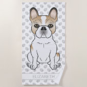 Fawn Pied French Bulldog / Frenchie Dog & Name Strandlaken (Voorkant)